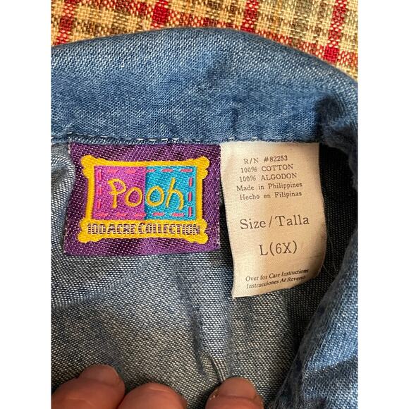 Vtg Tigger girls sleeveless denim blue jean dress L 6x pooh 100 acre collection - Picture 5 of 7